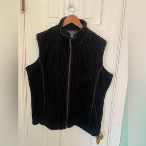 Woolrich Black Corduroy Zip Vest Womens XL Classic Heritage Outdoor Layering